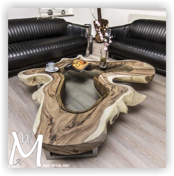 Mesa de madera y resina de dise�o
